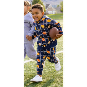 New Monica + Andy Toddler Football Hoodie and Pants Set, Navy Size 3T